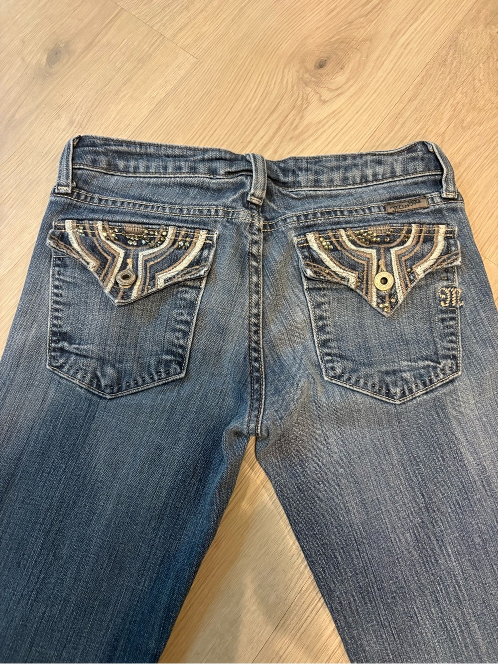 Miss Me Blue Denim Bootcut Jeans with Embellished Back Pockets